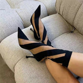 BOTTINES HAUTES EN MAILLE NOIRE